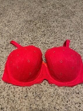 Victoria's Secret Bright Red Lace Sequin Bra